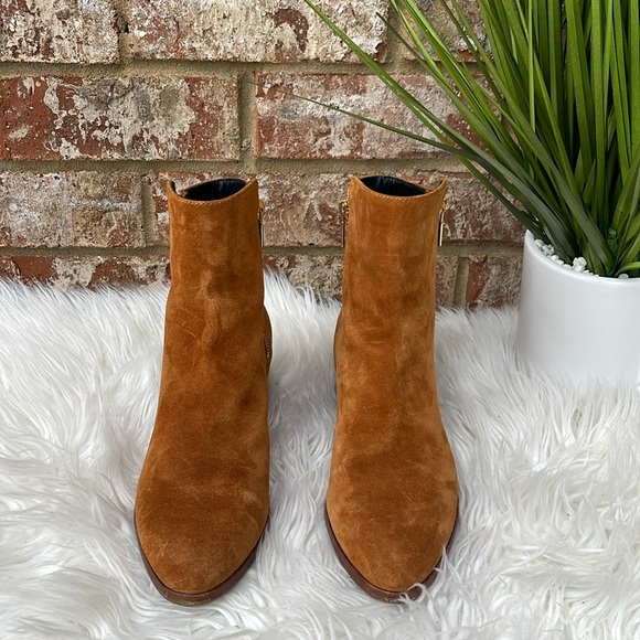 Sarah Flint Perfect Zip Bootie 30 In Cognac Suede Size IT 37.5/US 7.5 - Picture 5 of 15